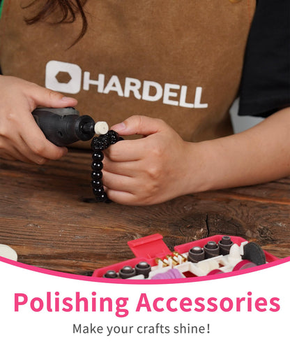 HARDELL Rotary Tool Accessories, 230pcs Power Rotary Tool Accessories Kit, 1/8"(3.2mm) Diameter Shanks, Universal Fitment for Easy Cutting, Polishing, Sanding, Carving, Grinding(Pink)