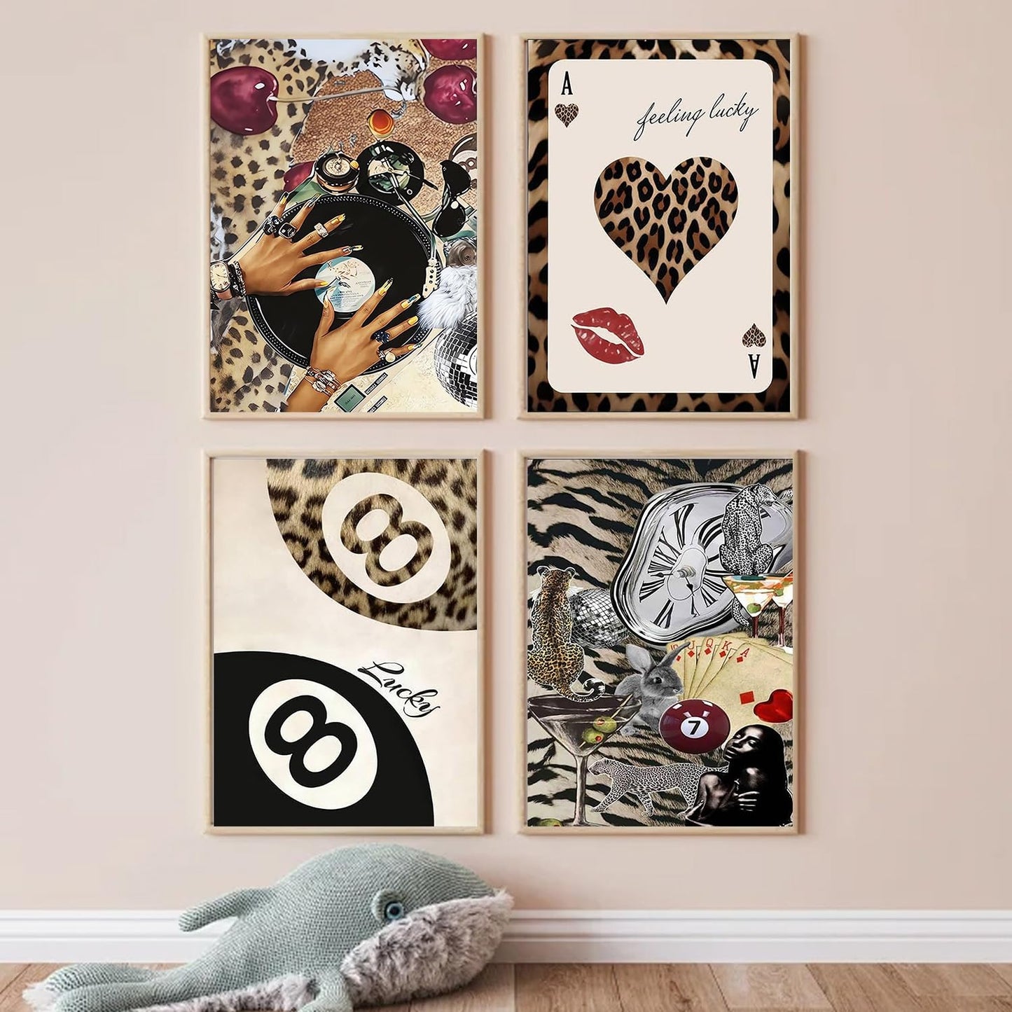 Diamond Art Kits for Adults Beginner, 4 Pack Fashion Leopard DIY Diamond Painting Kits 5D Diamond Dots Gem Art Crafts with Tools,Round Full Drill Funny Crafts for Home Wall Decor&Gift-12X16 inch