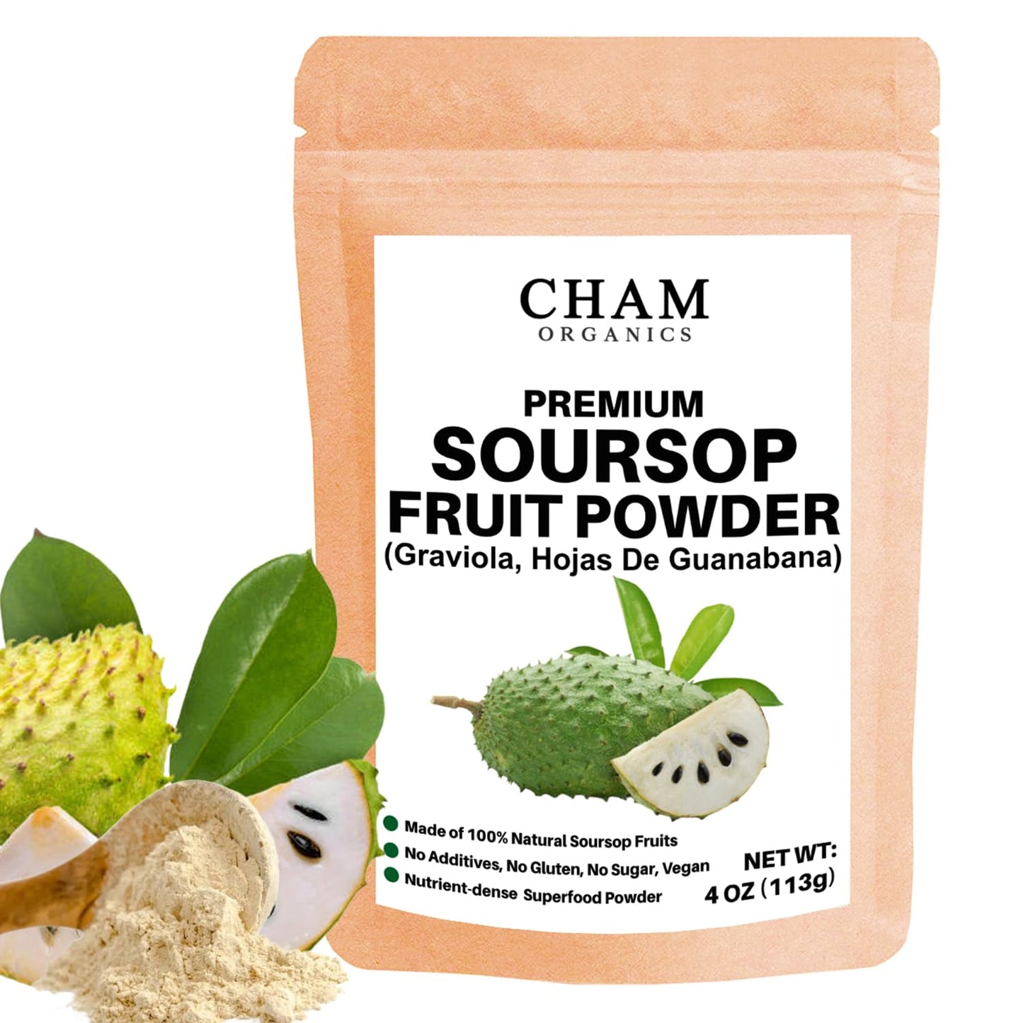 Soursop Fruit Powder | 100% Pure Graviola Pulp | Sweet, Tropical Flavor | Smoothies, Drinks & Recipes | 4oz Resealable Pouch
