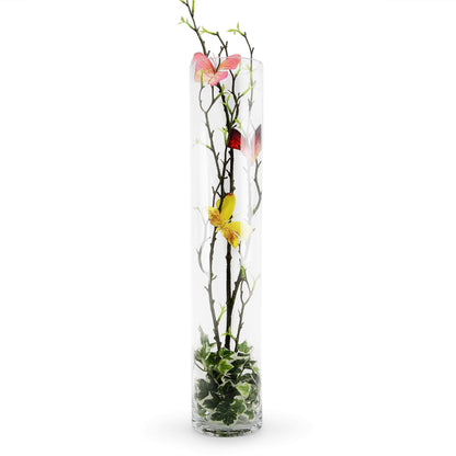 WGVI Quality Thick Weighted Tall Clear Cylinder Glass Vases, 4" W x 18" H, Flower Arrangement Floating Candle Holders Wedding Centerpieces Event Floral Container Artistic Display Home Decor, 1 Piece