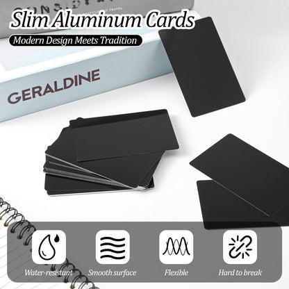 300 Pack Black Aluminum Metal Business Cards Blanks | 3.38” x 2.12” x 0.008” Laser Engraving Blanks | Premium Anodized Aluminum Name Cards for Laser Engraving, CNC, DIY Gifts, VIP & Membership Card