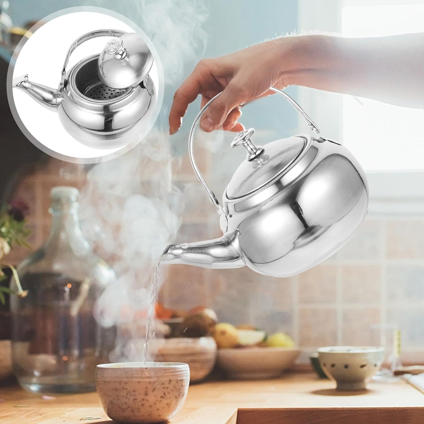 Ciieeo Stainless Steel Whistling Tea Kettle, Stovetop Teapot with Filter for Stove Top