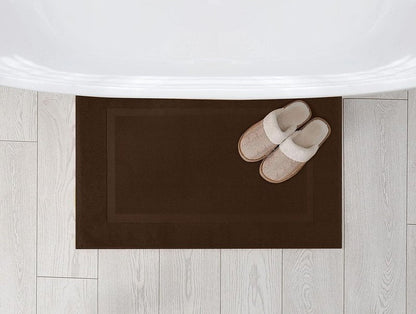 Utopia Towels Cotton Banded Rug, Bath Mats, Not a Bathroom Rug, 21 by 34 Inches, 100% Ring Spun Cotton, Highly Absorbent Shower Bathroom Floor Mat,Dark Brown, 2 Pack