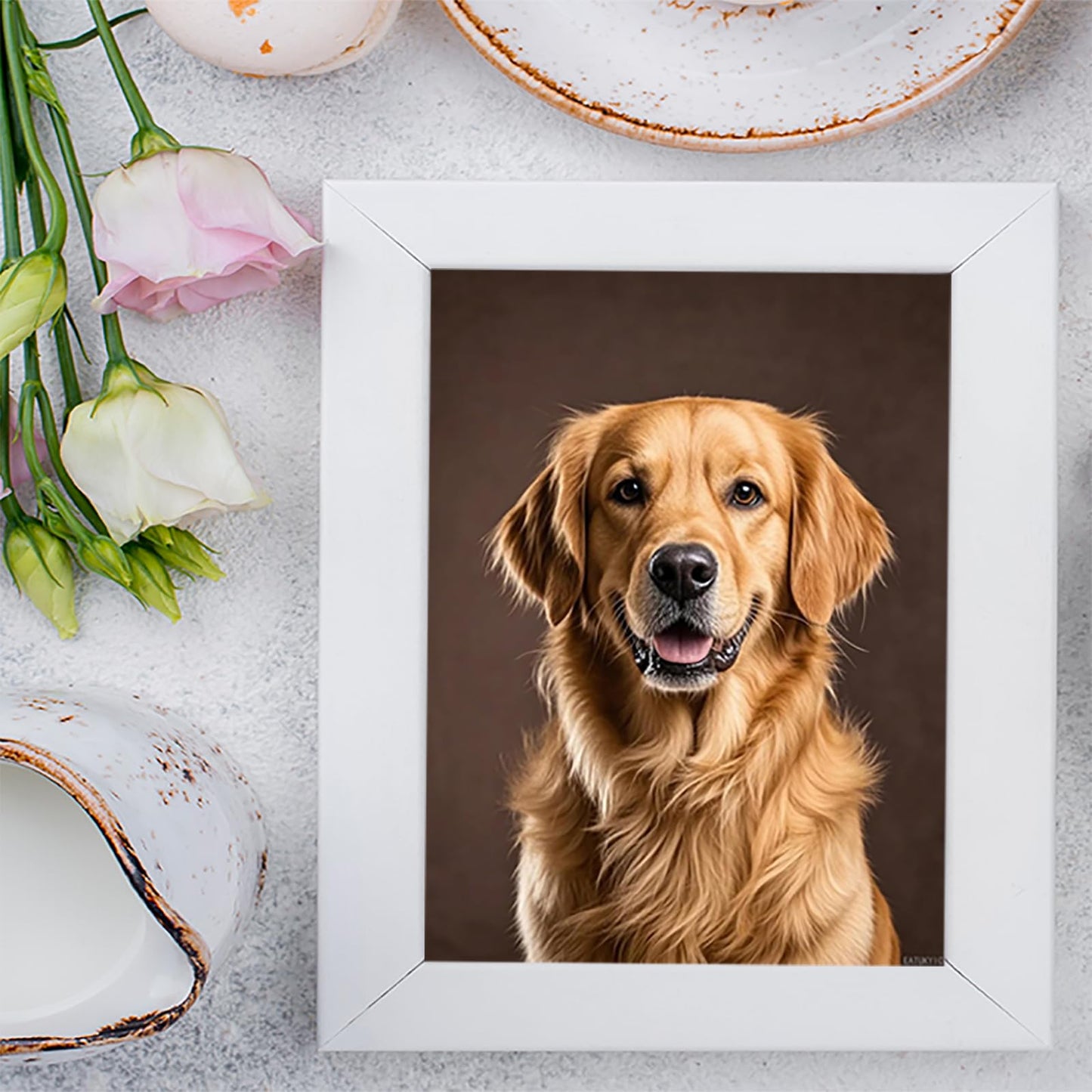 EATUKYIC Golden Retriever Diamond Art 5D Diamond Painting DIY Kits Full Round Drill Beads by Number Stitch Handmade Arts and Crafts for Living Room Home Wall Decor 12x16 inch/30x40cm