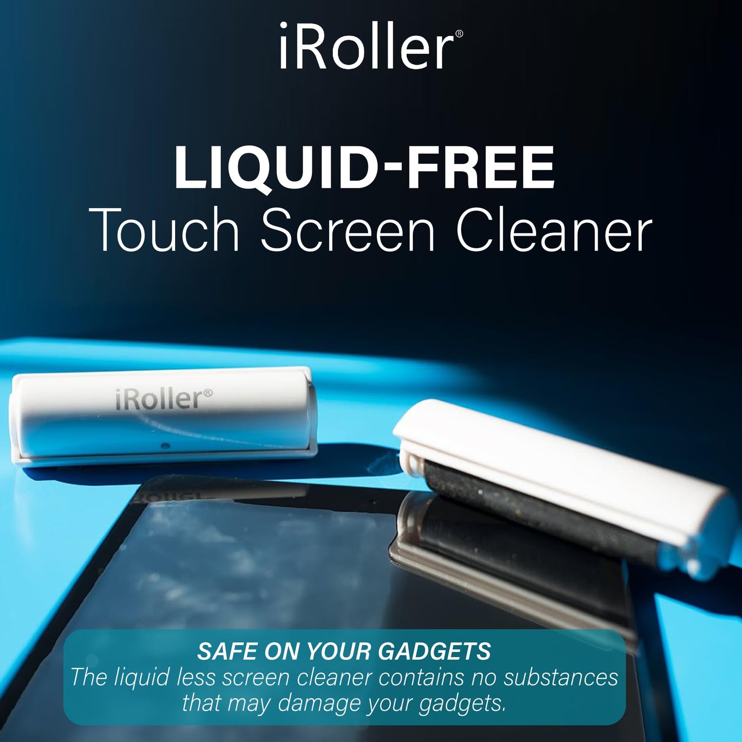 Screen Cleaner by iRoller - No Need for Spray or Wipes - Liquid Free iPad Screen Cleaner Roller Tool - Washable & Reusable - Phone Screen Cleaner Ideal for iPhone, Laptop, Computer Touchscreen - 3.5"