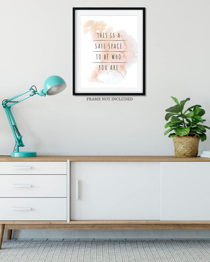 Govivo Therapist Office Decor, This Is A Safe Space Wall Art for School Counselor, 11x14 Unframed Print