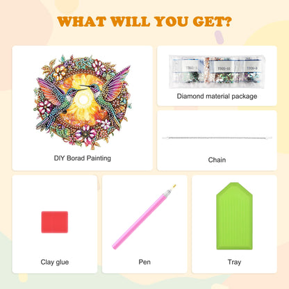 HEIBAGO Hummingbird Hanging Diamond Art Kits for Adults, Fall Special Shaped Crystal Diamond Painting Ornament Kit, DIY Double-Sided Pattern Window Pendant Gem Art Kit for Home Wall Decor 8.3x8.3inch
