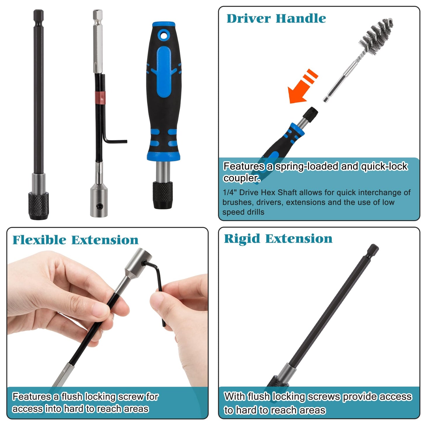 BELIFLY Professional Diesel Injector Seat Brush Cleaning Kit 8090S on Cylinder Heads Stainless Steel