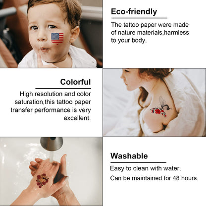 MECOLOUR Printable Temporary Tattoo Paper 8.5"X11"-5 Sets for Inkjet printer DIY Image Transfer Decal Paper for Skin, For Halloween, Celebrate Festivals, Parties, Birthday Bashes,New Year
