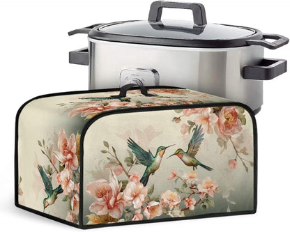 Floral Hummingbird Slow Cooker Dust Cover, Novelty Air Fryer Cover Compatible with Most Kitchen Appliances, Washable