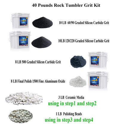 40 lb Bulk Rock Tumbler Grit Refill - Polishing Media Kit