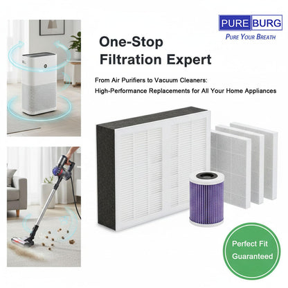 PUREBURG Replacement Filter Compatible with Happi KJ80 My Happi Air Purifier, H13 True HEPA and Activated Carbon Multi-Layer Filtration, Pack of 2