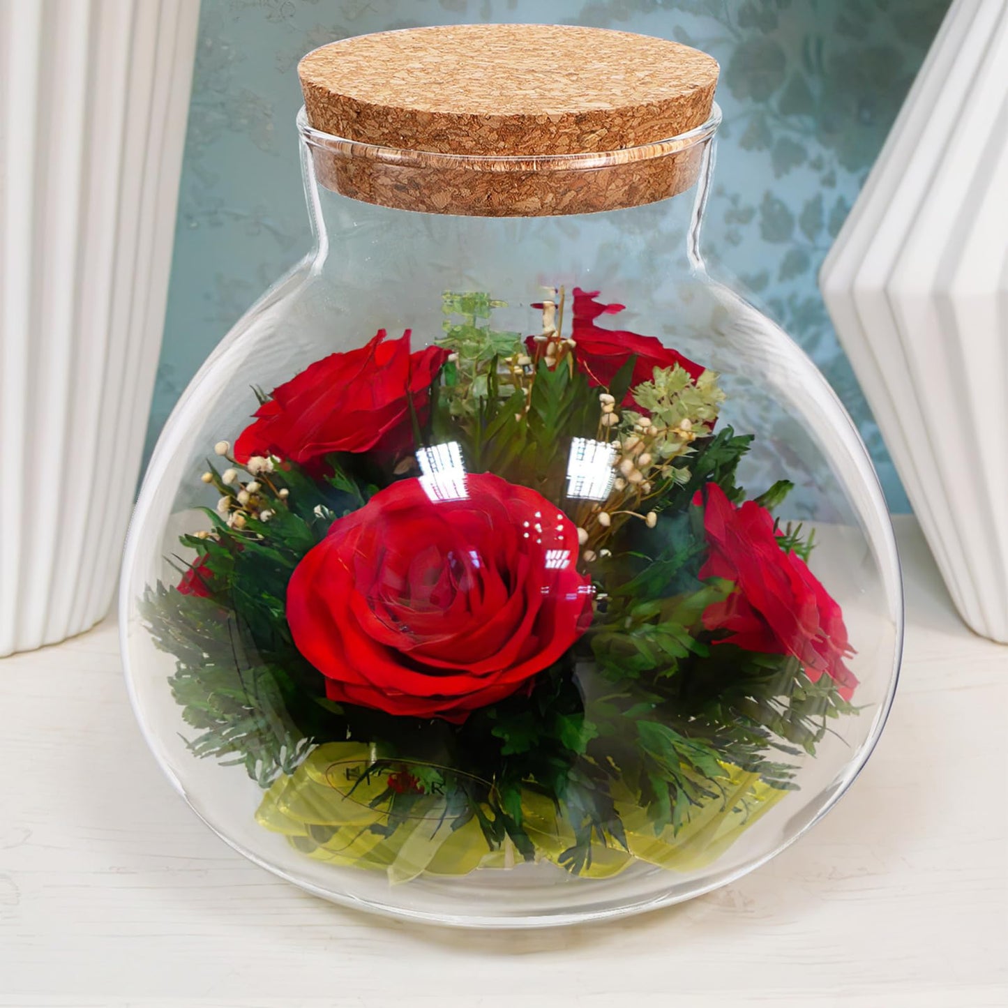 Cabilock Glass Terrarium Jar with Cork Lid, Ecological Bottle Micro Landscaping Bottle Storage Container Home Office Decor for Succulents Ferns and Decorative Plants