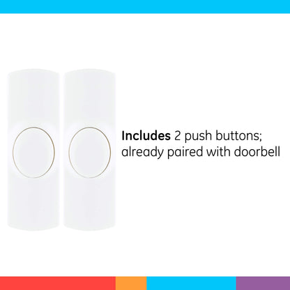 GE Wireless Doorbell Kit, Plug-In Receiver, 1 Push Buttons Door Bell, 2 Melodies Doorbell Chime, 4 Volume Levels, Classroom Doorbell, 150 Ft Range, White, 19298