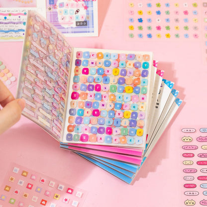ZHIJIANHZ 64-Sheet Mini Cute Sticker Book Set for Journaling and Scrapbooking, Small PET Stickers with Variety of Shapes, Pink and Blue Color Collection, for Planners and Photocards