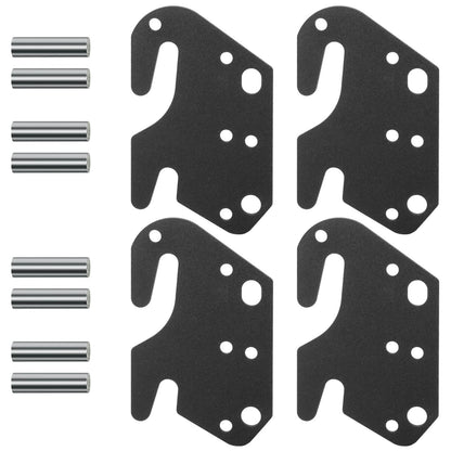 KOPKIO 4 PCS Universal Wood Bed Rail Hook Plates for Headboard Footboard Bed Frame Bracket, Wooden Bed Hook On Bed Rails with Mounting Hardware, Black