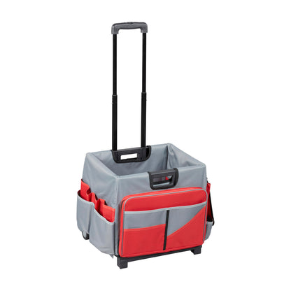ECR4Kids Universal Rolling Cart with Canvas Organizer Bag, Mobile Storage, Red/Grey