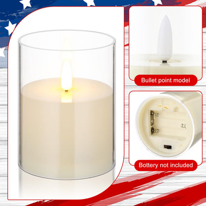 Yunlly 4 Pcs Independence Day Candle Wreaths Rings Five-Pointed Star and Berry Candle Holder Rings with LED Flameless Candles, 9.5" Wide for Wedding Windows 4th of July Table Centerpieces