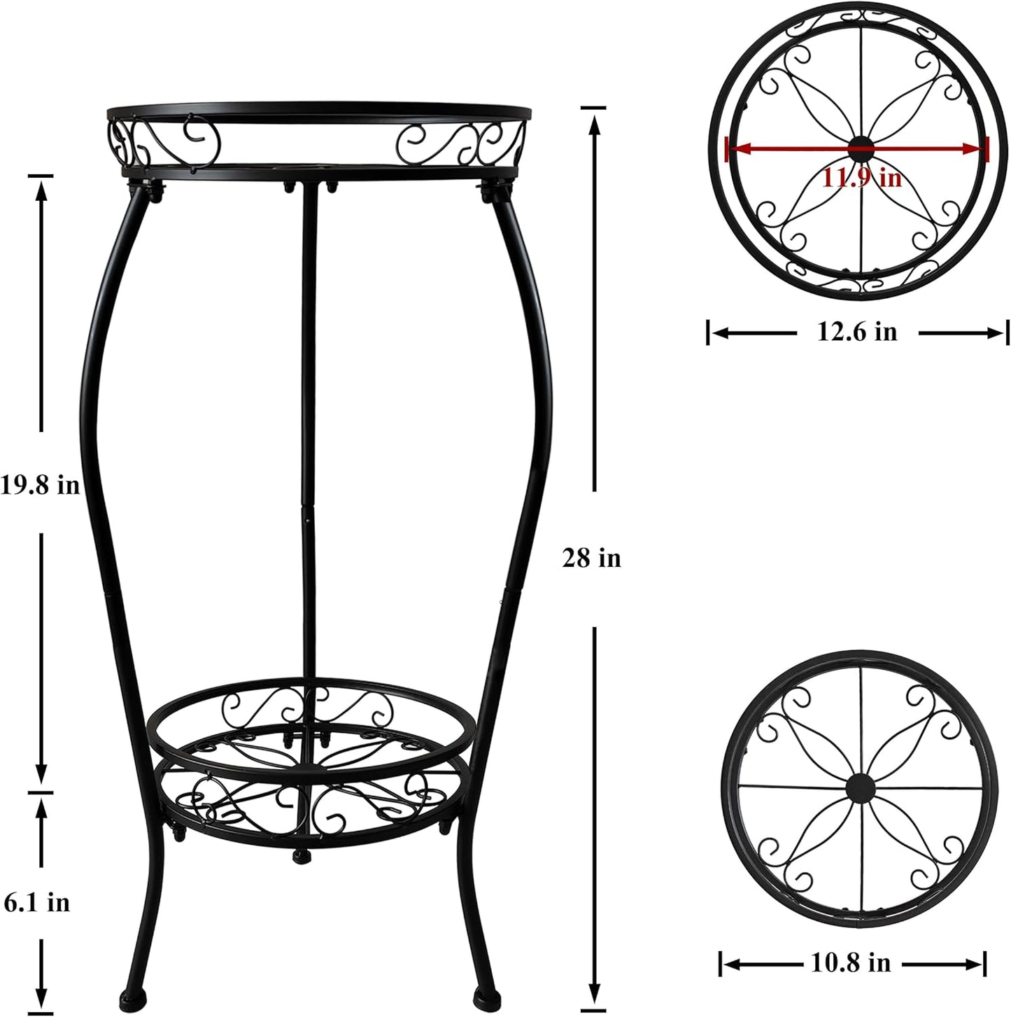NOAMOO 2 28 inch Metal Plant Stand Tier Indoor Outdoor, Tall Flower Pot Shelf Rustproof Stable Heavy Duty Corner Stand