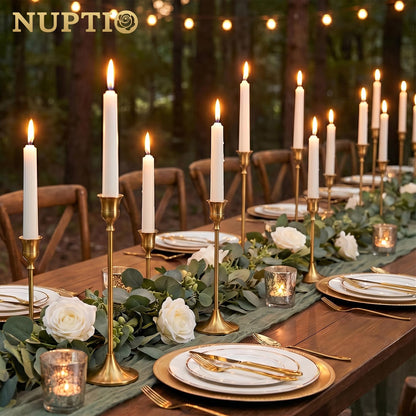 Nuptio Candlestick Candle Holders 30 Pcs Candle Stick Holder Gold Taper Candle Holder Candle Stand for Wedding Party Thanksgiving Halloween Birthday Mantel Baby Shower Table Centerpieces Decor