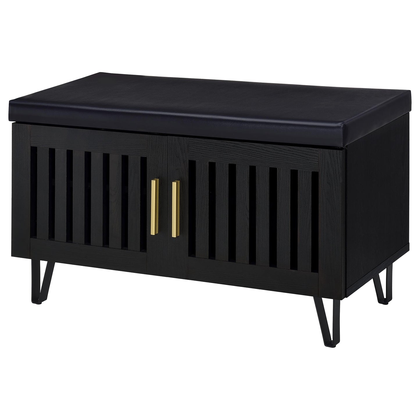 Coaster Home Furnishings Brixton 2-Door Padded Entryway Shoe Storage Bench Black