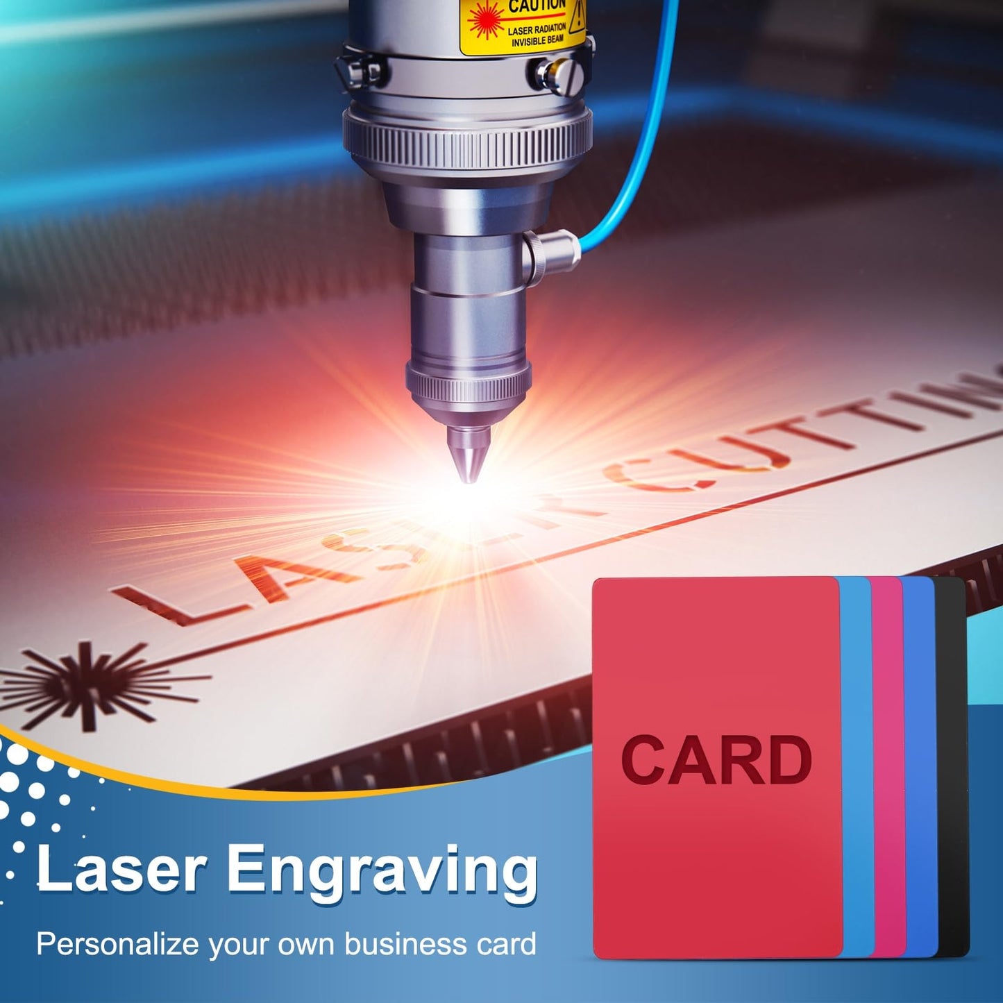 DEFANEX 200pcs Metal Business Cards Aluminum Laser Engraving Blanks Name Card (0.4mm Thickness, Matte Black) - Multipurpose Personalized, for CNC Laser Engraver DIY Printing House Office
