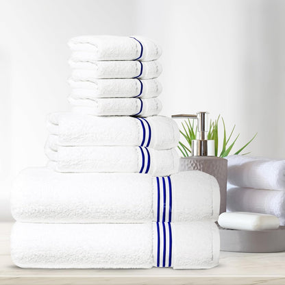 8-Piece Set, 2 2 4 100% Premium Towel Bath Towels, Hand Towels, and Wash Cloths, Ring Spun Cotton Highly Absorbent