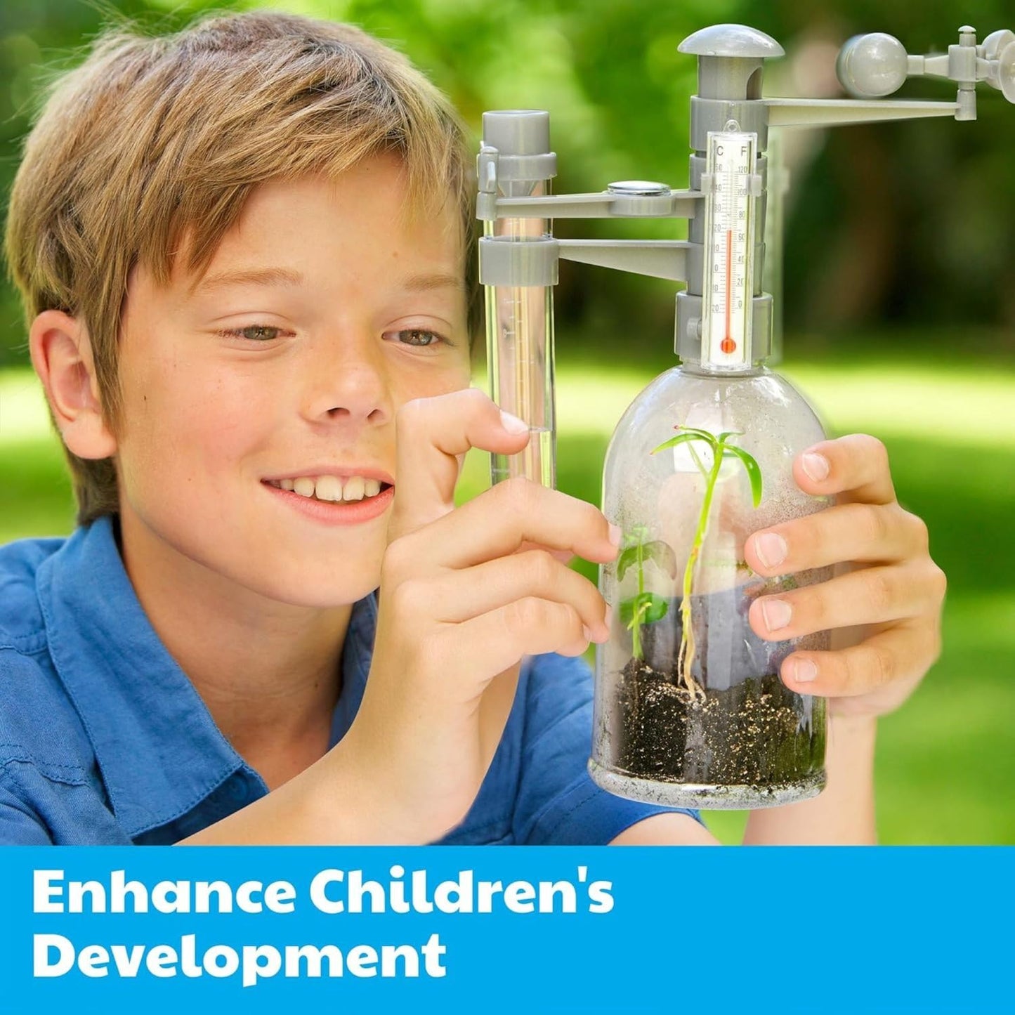 4M: Green Science - Weather Station - DIY Mini Observatory Kit, Observe & Record Wind-Rain-Temperature, Create A Terrarium in A Bottle, STEAM, Kids 5+
