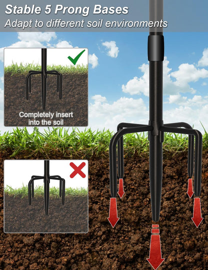 76 Inch 5 Hummingbird 2 Adjustable Double Shepherds Hooks for Outdoor with Sleeve, Heavy Duty Bird Feeder Pole Stand