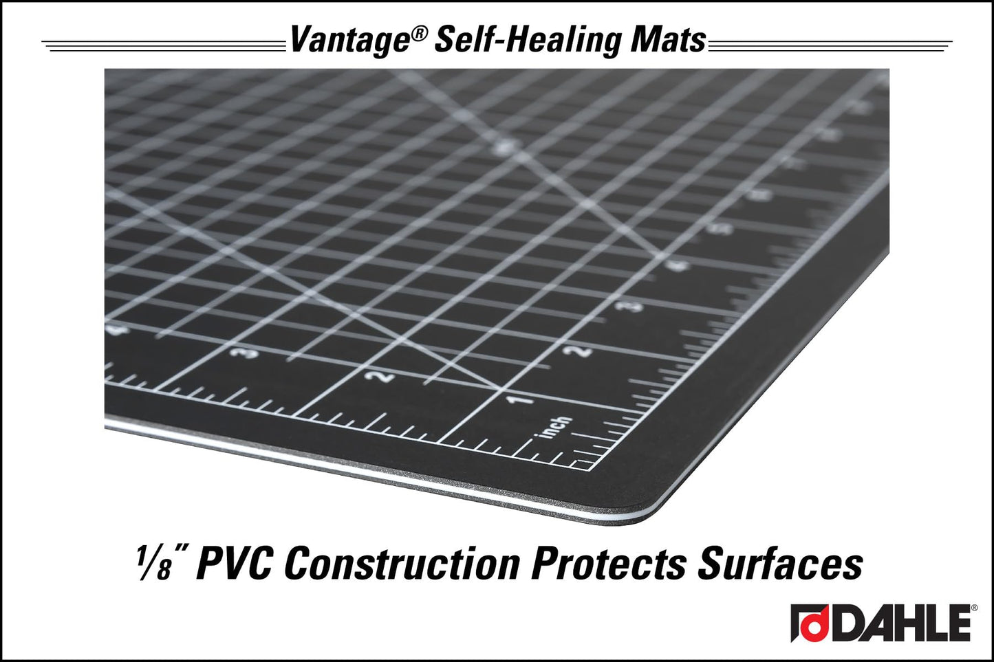 Dahle Vantage 10673 Premium Self-Healing Cutting Mat, 24"x36", 1/2" Grid, 5 Layers for Max Healing, Perfect for Crafts & Sewing, Black