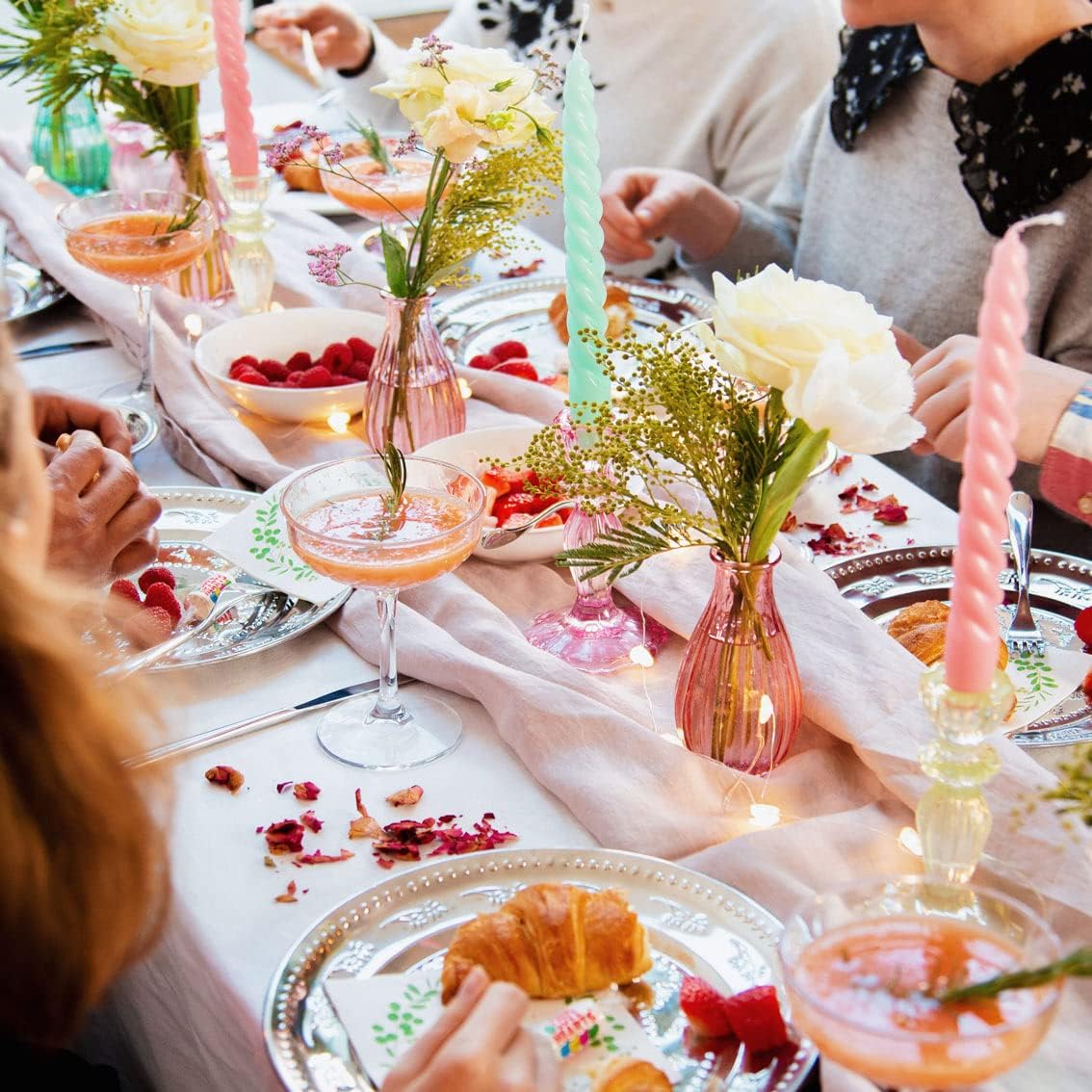 4pack, Italian Spiral Twisted Tapered Dinner Candles, Ideal Valentines Day Gift, Tabling Tables, Pink and Orange