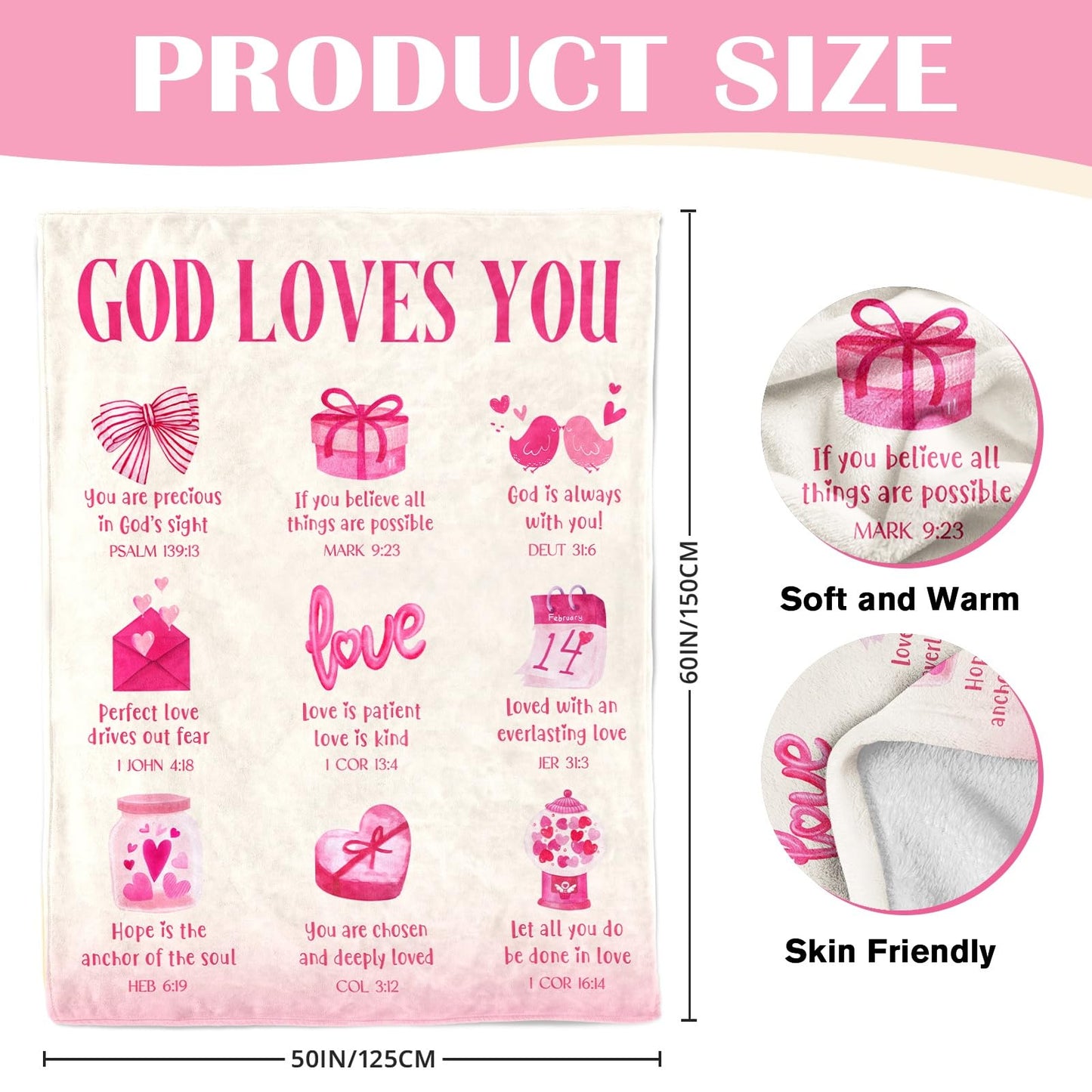 Easter Basket Stuffers for Teen Girls - Teen Girl Gifts Trendy Stuff - Baptism Gifts for Girl - Daughter, Granddaughter, Niece, Sister Gift On Easter Christmas Birthday - Baptism Blanket 50'' x 60''