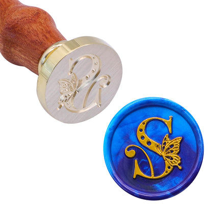 SWANGSA Initial Alphabet S Wax Seal Stamp Kit, Vintage Butterfly Letter Sealing Stamp with 200pcs Sealing Wax Beads Kit