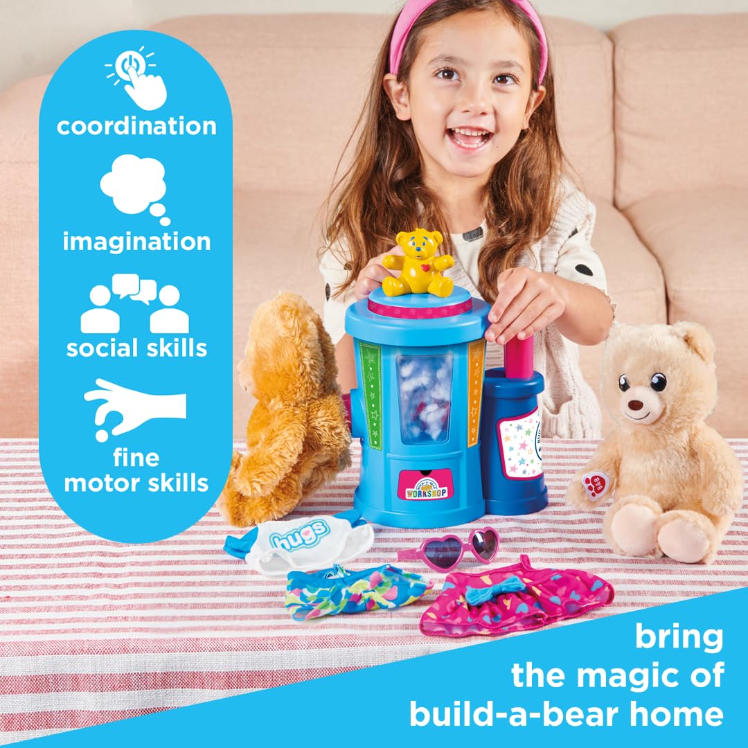 Casdon Build-A-Bear Workshop Toy Stuffing Station | At-Home Station for Kids Aged 3+ | Stuff, Dress & Cuddle Furry Friends | Toy Stuffing Station with Lights Included