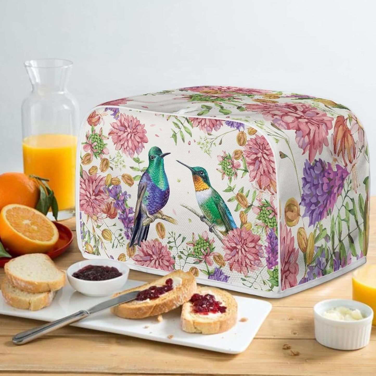 Bird Flowers Painting Toaster Cover Washable 2-Slice Toaster BreadMaker Machine Organizers Bag