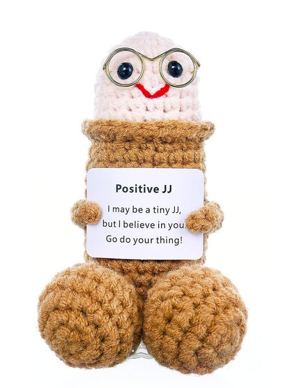 IYOOCSS Positive Crochet Emotional Support Pickle Plushies Weird Stuffed Animal Funny Things Gag Gifts for Men Friends, Boyfriends, Husband Adult (Brown JJ-1pcs)