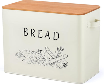 13.1 7.2 9.7 Countertop, TeamFar Bread Box with Wooden Lid, x x Bread Container Storage Holder for Family Farmhouse