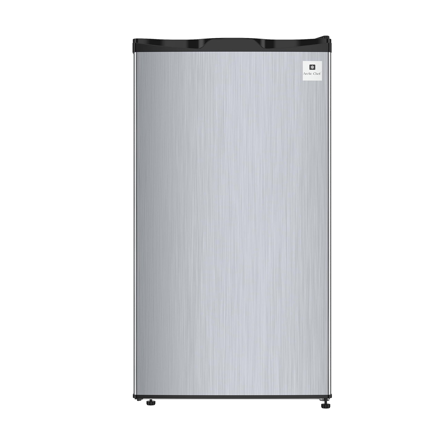 ARCTIC CHEF ACFR322 RCA Mini Refrigerator, Compact Freezer Compartment, Adjustable Thermostat Control, Reversible Door, Ideal Fridge for Dorm, Office, Apartment, Platinum Stainless, 3.2 Cubic Feet