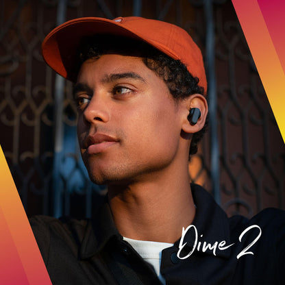 Skullcandy Dime 2 Wireless Earbuds, Bluetooth Headphones, Noise Isolating Fit, Up to 12 Hours Battery, Microphone for iPhone Android, Easy Carry with Integrated Lanyard - True Black