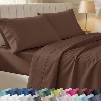 California Design Den Twin XL Bed Sheets Set - 100% Cotton, 400 Thread Count, Silky Smooth - Espresso Chocolate Brown