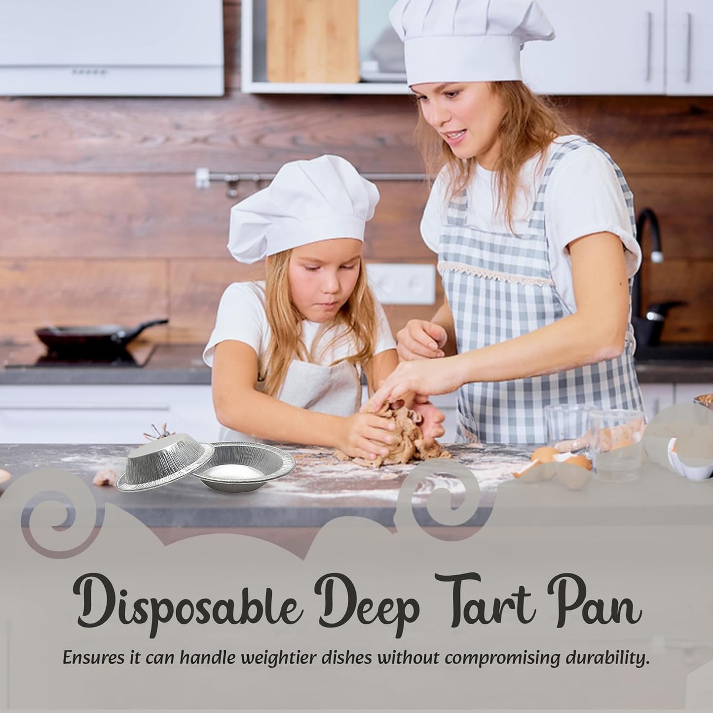 KitchenDance Disposable Aluminum Deep Tart Pan - 5 Ounces Round Shaped for Baking, Cooking, 100 Count