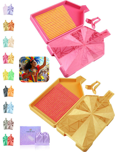 ForeverYoung Crystalline Diamond Art Trays with Lids Diamond Painting Accessories, 2-Piece Diamond Painting Trays with Lids, Silky Diamond Art Accessories and Tools, Rio Glow