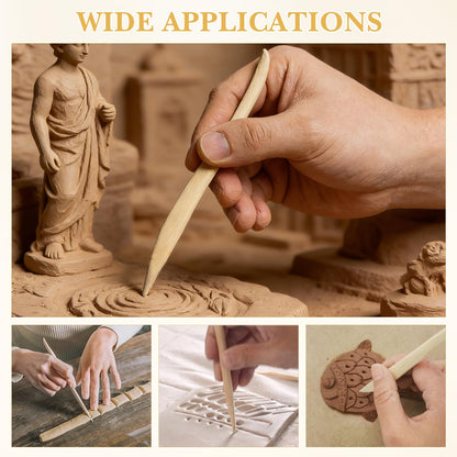 VILLCASE 30pcs Wooden Clay Sculpting Tools, 6.1'' Double Ended Clay Modeling Tools for Cutting Shaping Carving, Polymer Pottery Dough Ceramic Modeling Kit for Classrooms, Beginners, Group Activities