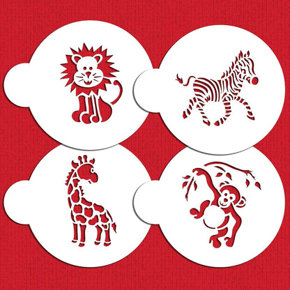 Designer Stencils Jungle Animals Cookie, Beige/Semi-Transparent, Fits 3" Circle