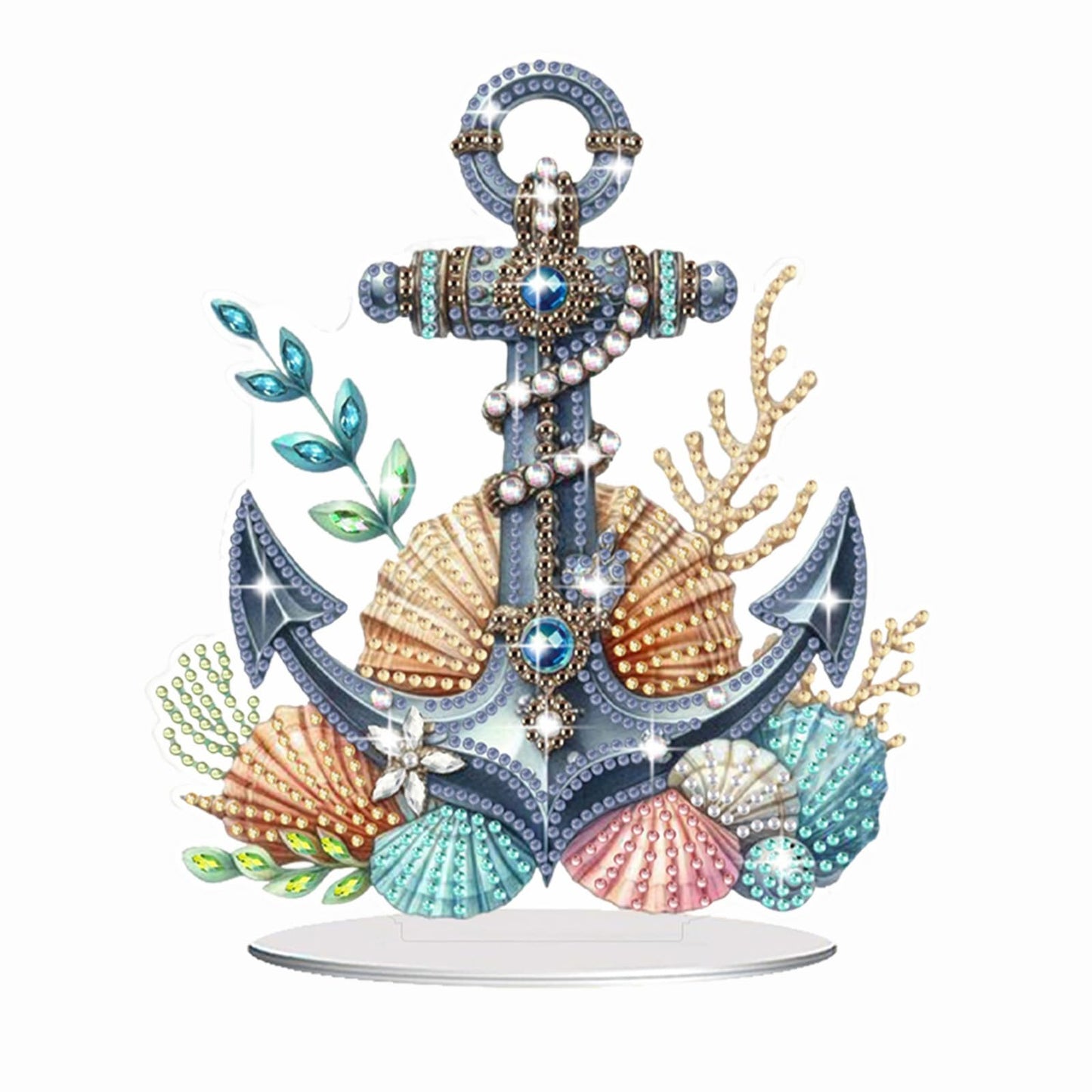 Diamond Art Kits for Adults, DIY Diamond Desktop Ornament Anchor, Crystal Diamond Art Painting Kits Tabletop Ornaments for Home Office Table Top Decor