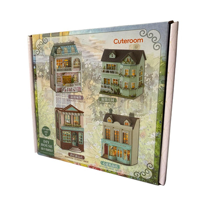DIY Miniature House Kit, CUTEROOM Wooden Dollhouse Kit Mini House Making Kit with Furnitures, DIY Dollhouse Kit Birthday Gift for Women (Warm Manor)