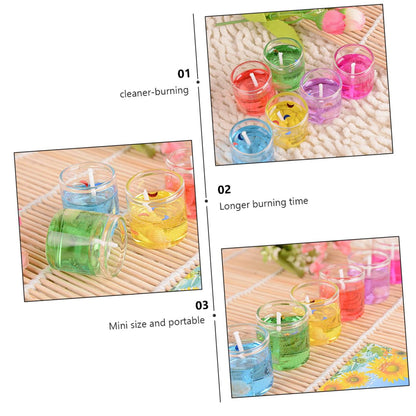 TOVINANNA 6pcs Romantic Gel Wax Candles for Valentine's Day Candlelight Dinner Portable and Evenly Burning Heart-Shaped Votive Candles for Birthdays