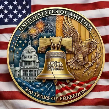 5pcs 250th Anniversary Freedom Commemorative Coin Set (1776-2025) - 3D Engraved US Capitol & Eagle Military Challenge Coin, Collectible Medal