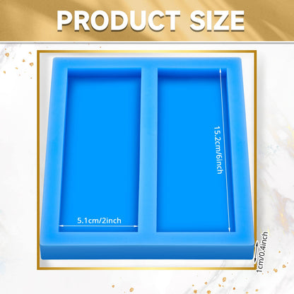 Tessco 2 Pieces Double Cavity Silicone Knife Scale Mold Casting Resin Knife Mold for Bottle Stopper DIY Craft Making Supplies, 0.4 x 2 x 6 Inches, Blue