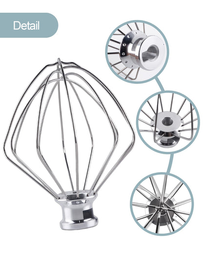 Stainless Steel K45WW Wire Whip, Attachments Fits for KitchenAid 4.5 5 Quart Tilt-Head Stand Mixer, Egg Stirrer, Cream Beater, Cakes Mayonnaise Whisk Kitchen aid Accessories